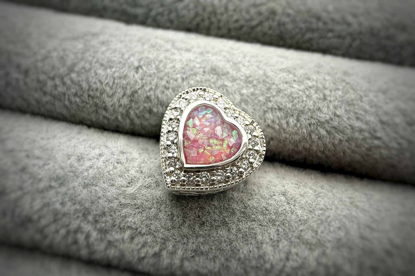 925 Silver Heart Filigree Crystal Charm