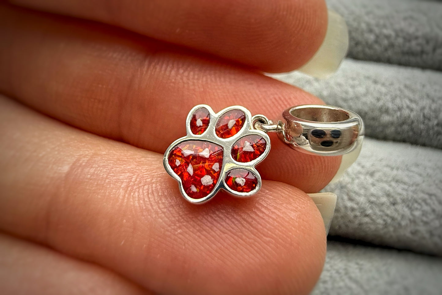 925 Silver Paw Print Dangle Charm