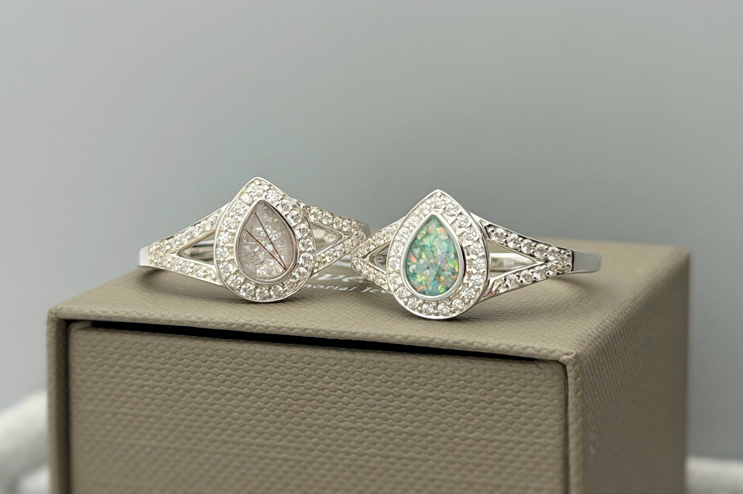 925 Silver Full Crystal Pear Split Band Ring