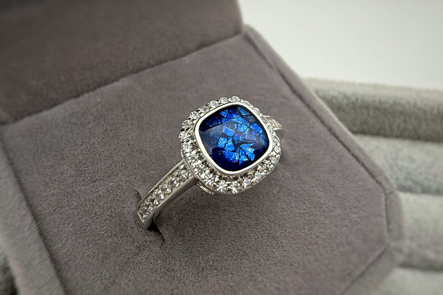 925 Silver Square Cushion Crystal Ring