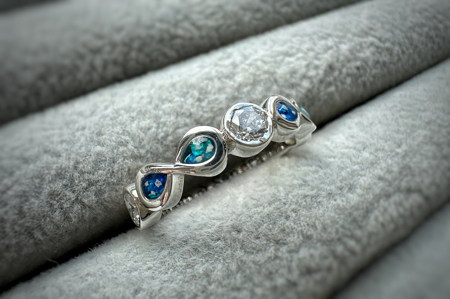 925 Silver Double Infinity Crystal Band Ring