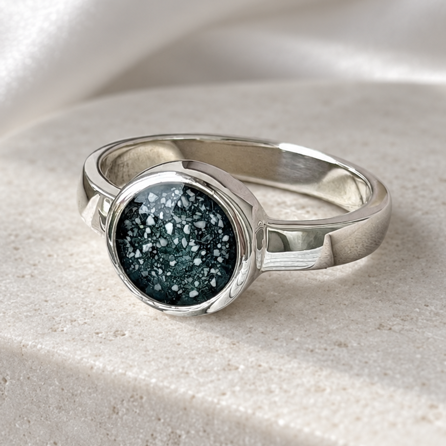 925 Silver Simple 10mm Round Stone Ring