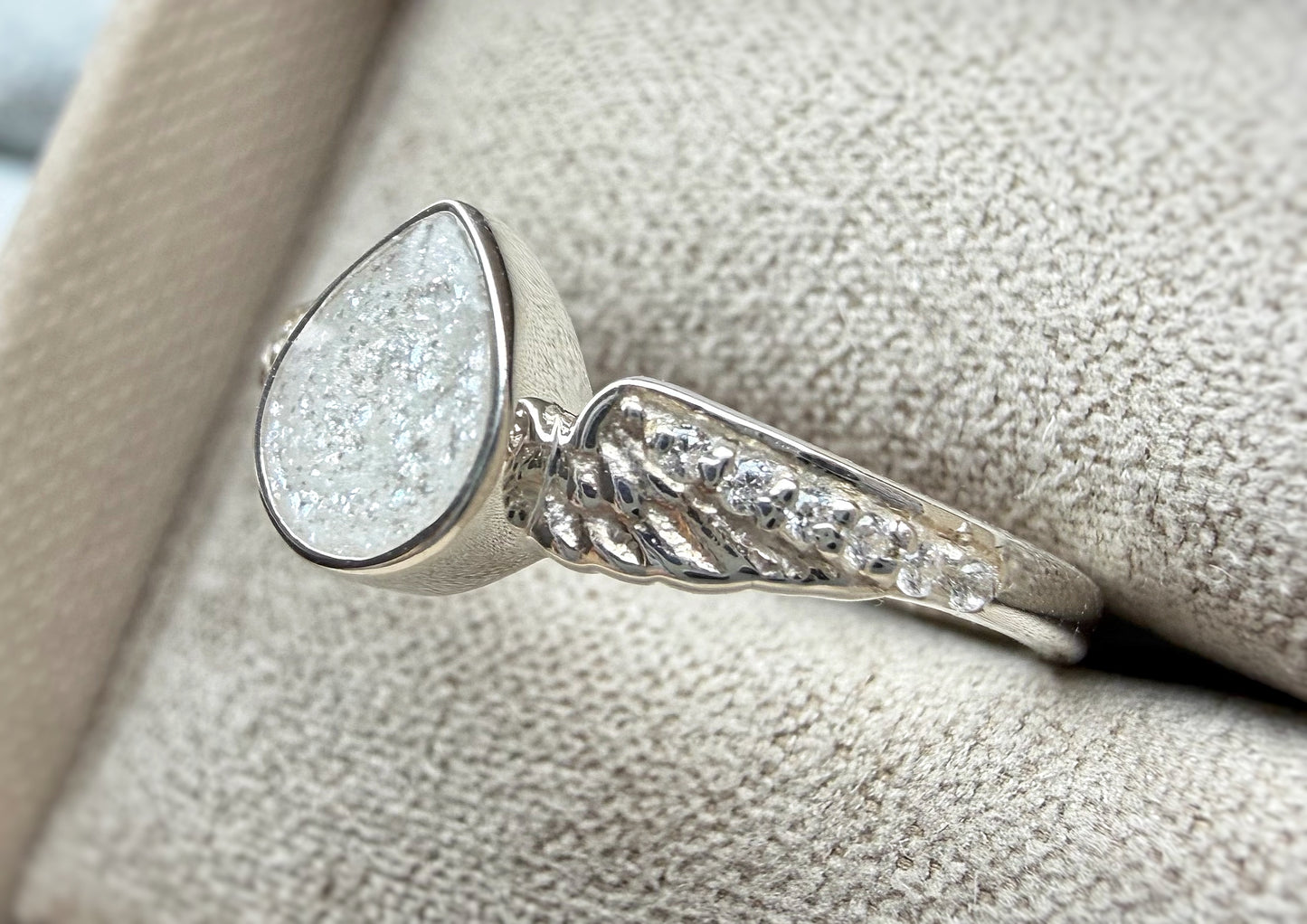 925 Silver Crystal Winged Teardrop Ring
