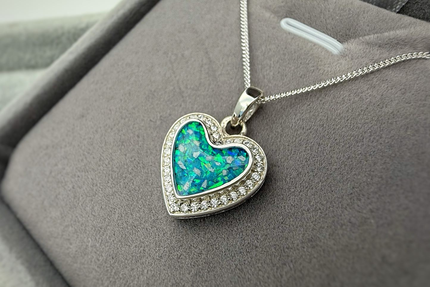 925 Silver Heart Crystal Surround Pendant