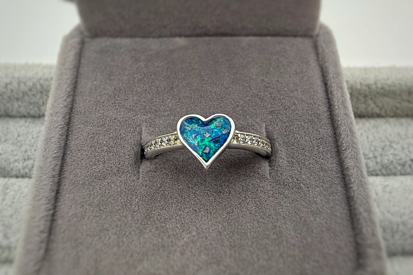 925 Silver Heart Crystal Shoulder Ring