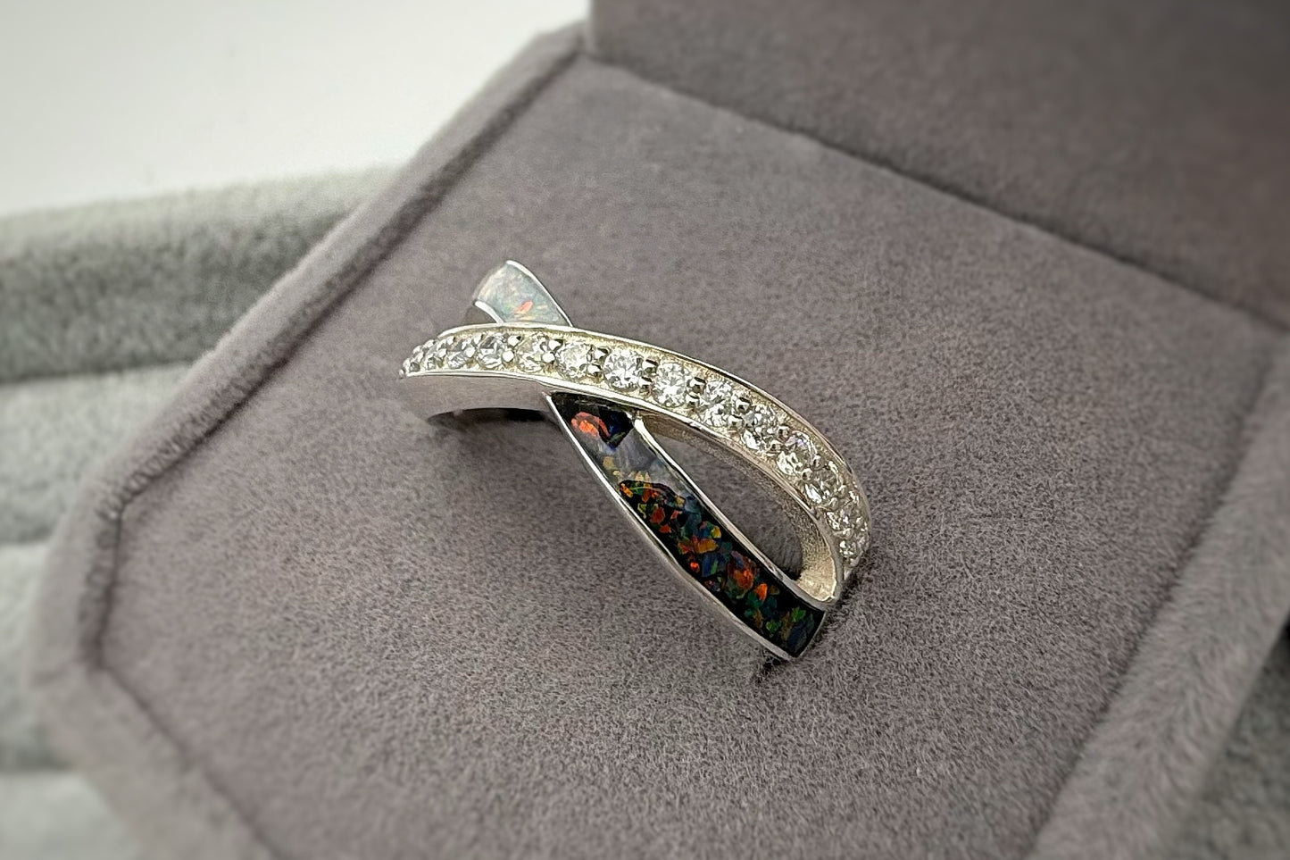 925 Silver Two Stone Infinity Crystal Ring
