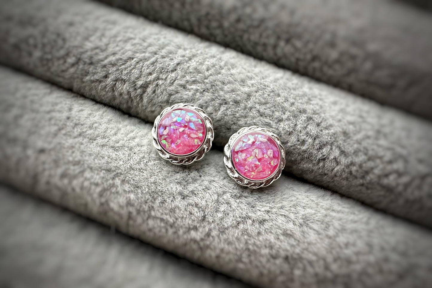 925 Silver Round Rope Edged Stud Memorial Earrings