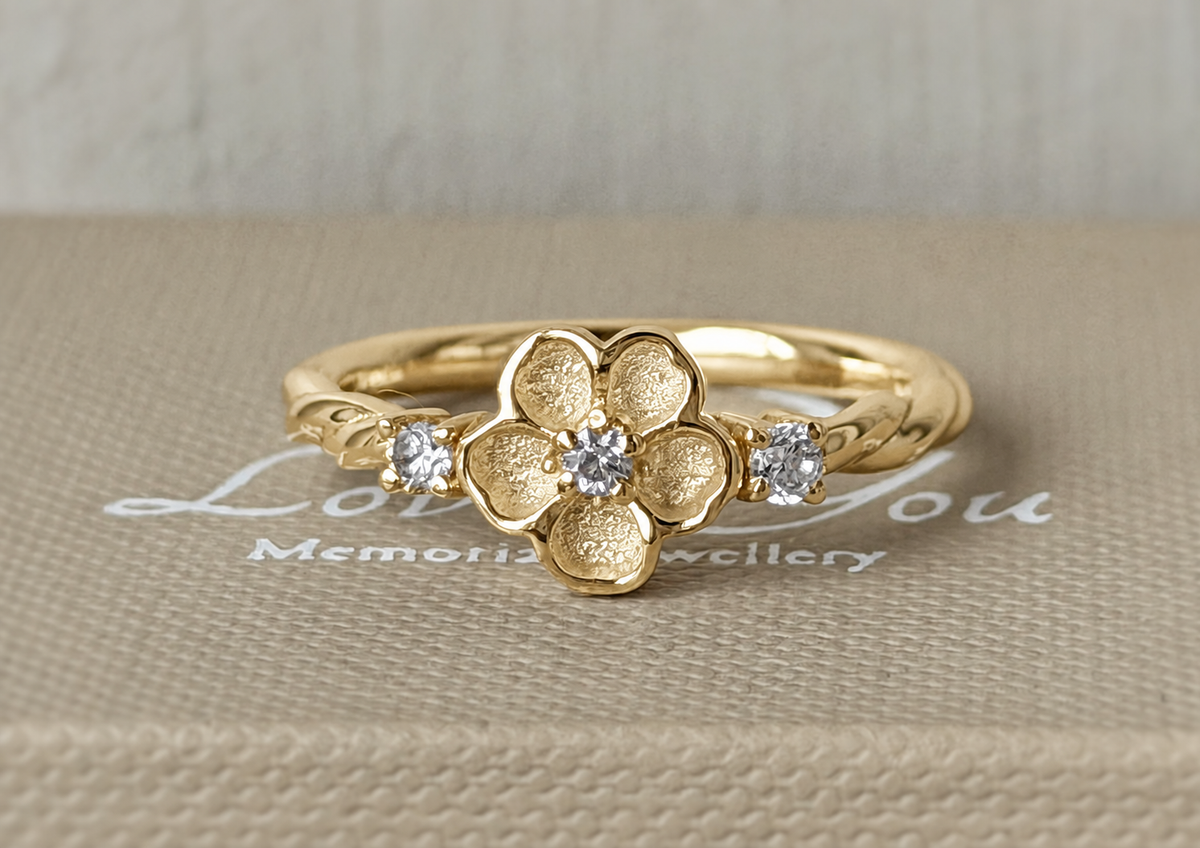 9K Gold Forget Me Not Crystal Ring