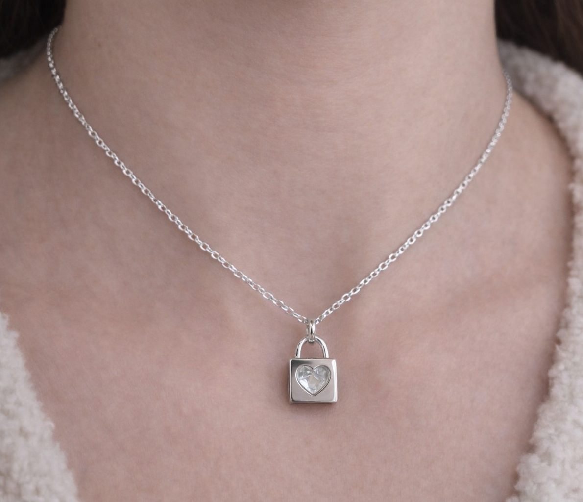 925 Silver Padlock Heart Pendant