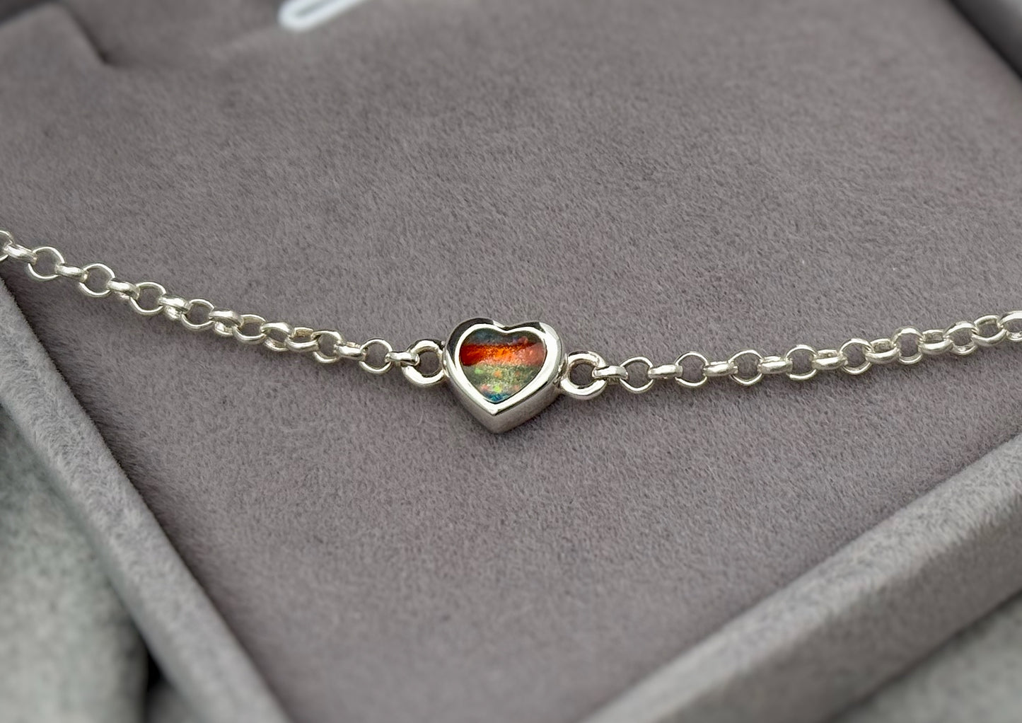 925 Silver Adjustable Belcher Chain Heart Bracelet