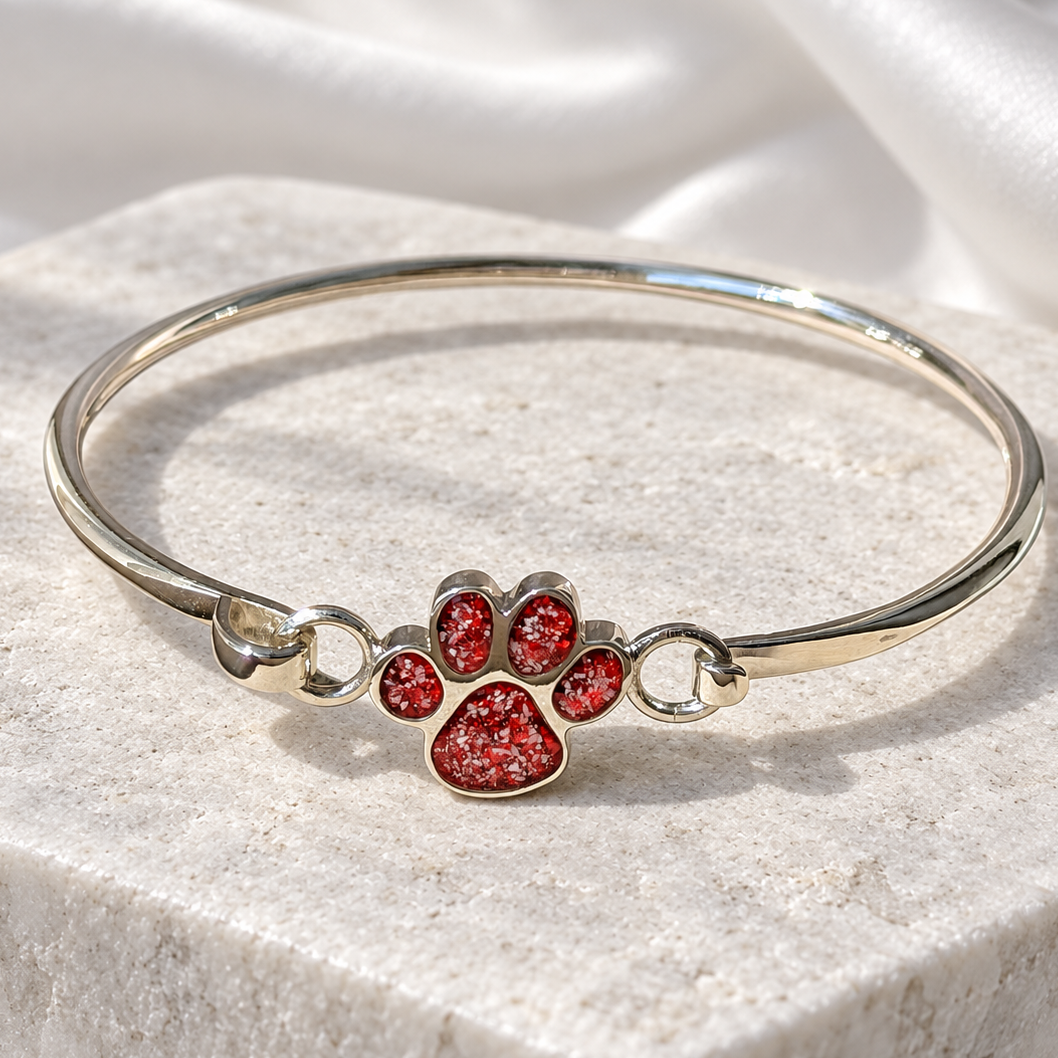 925 Silver Paw Print Bangle