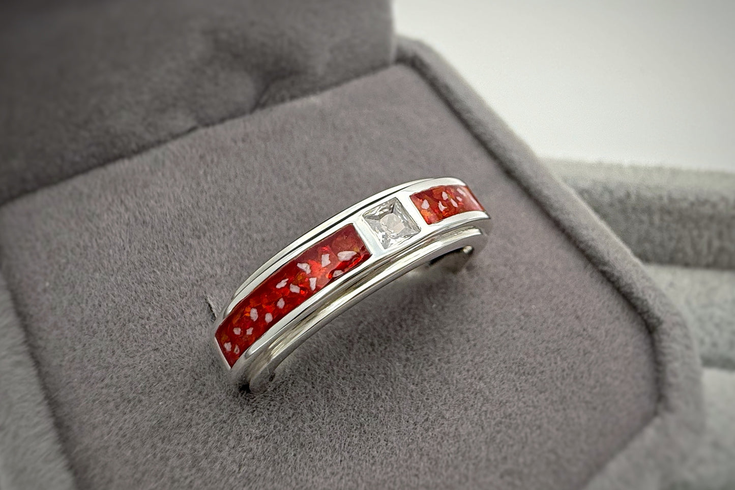 925 Silver Unisex 5mm Double Channel Crystal Band Ring