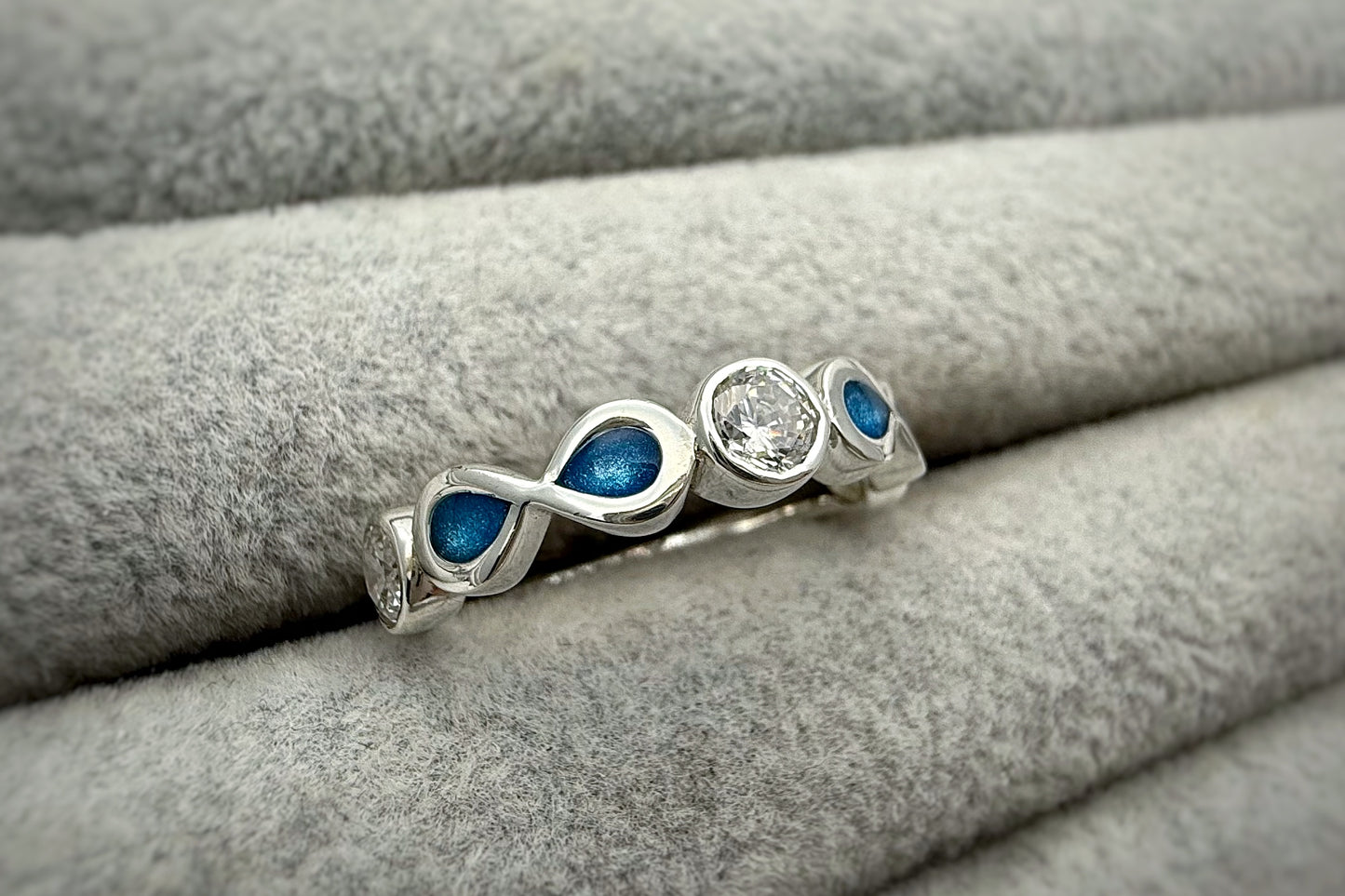 925 Silver Double Infinity Crystal Band Ring