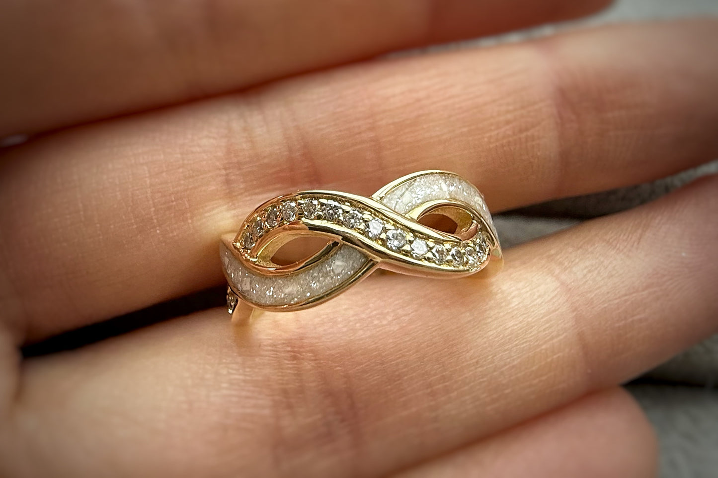 9k Gold Double Wave Crystal Ring
