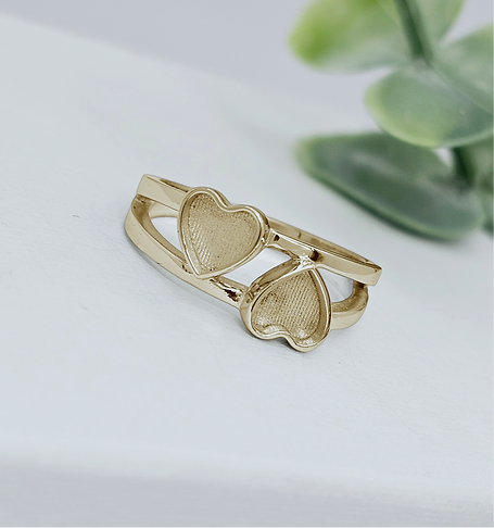 9k Gold Double Heart Ring