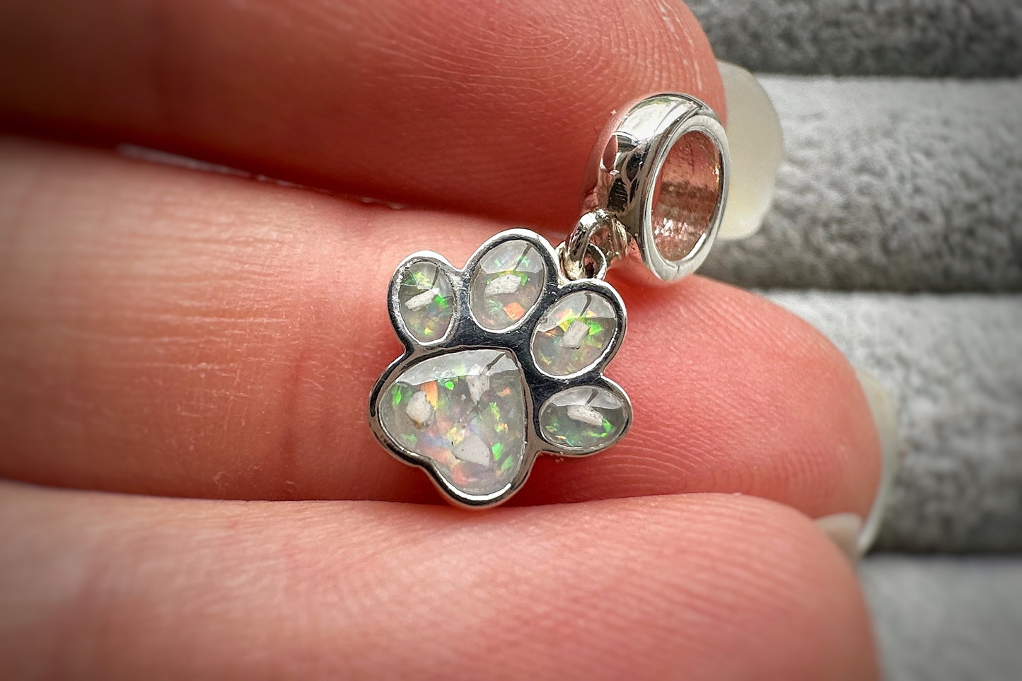 925 Silver Paw Print Dangle Charm