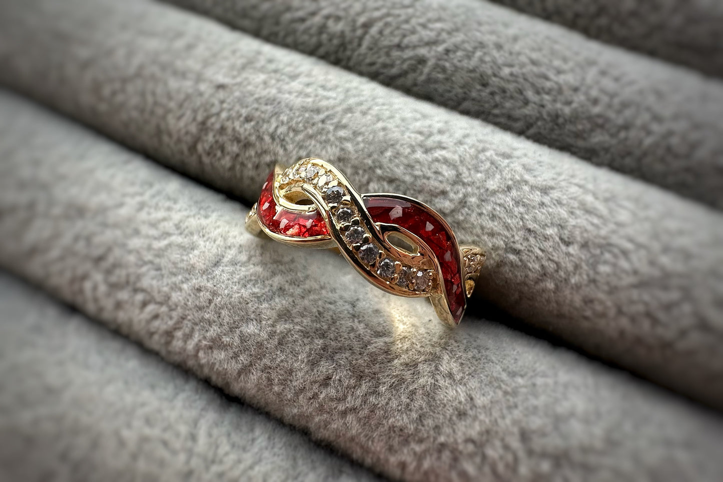 9k Gold Double Wave Crystal Ring