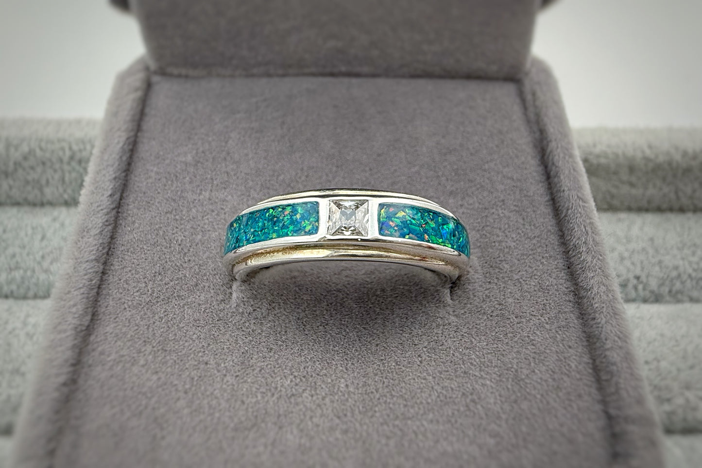 925 Silver Unisex 5mm Double Channel Crystal Band Ring