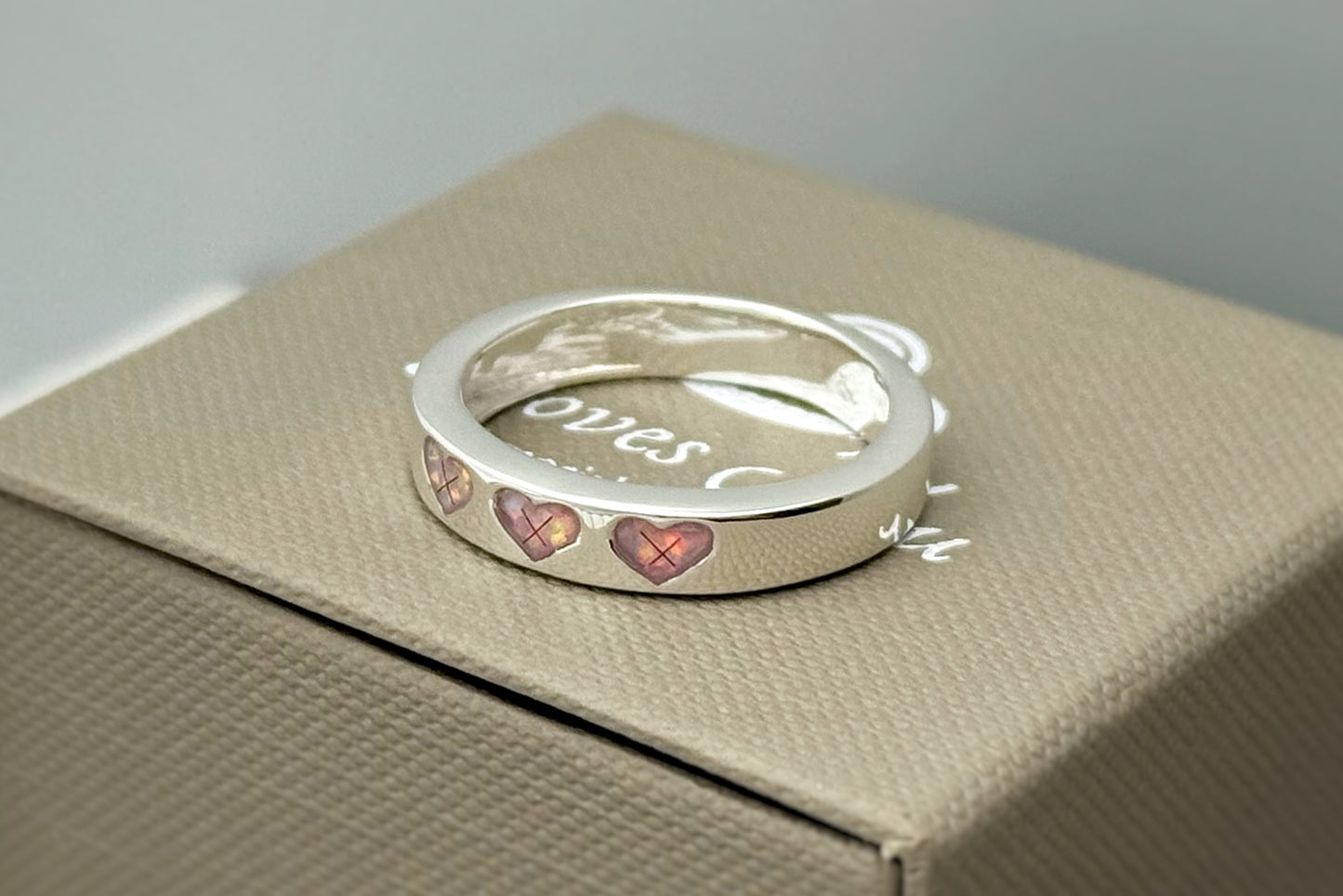 925 Silver Triple Heart Band Ring