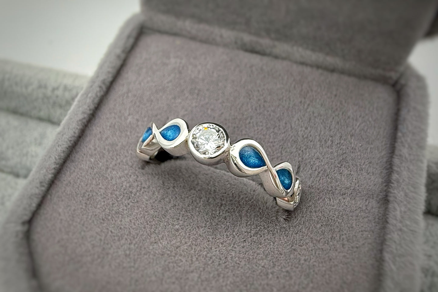 925 Silver Double Infinity Crystal Band Ring