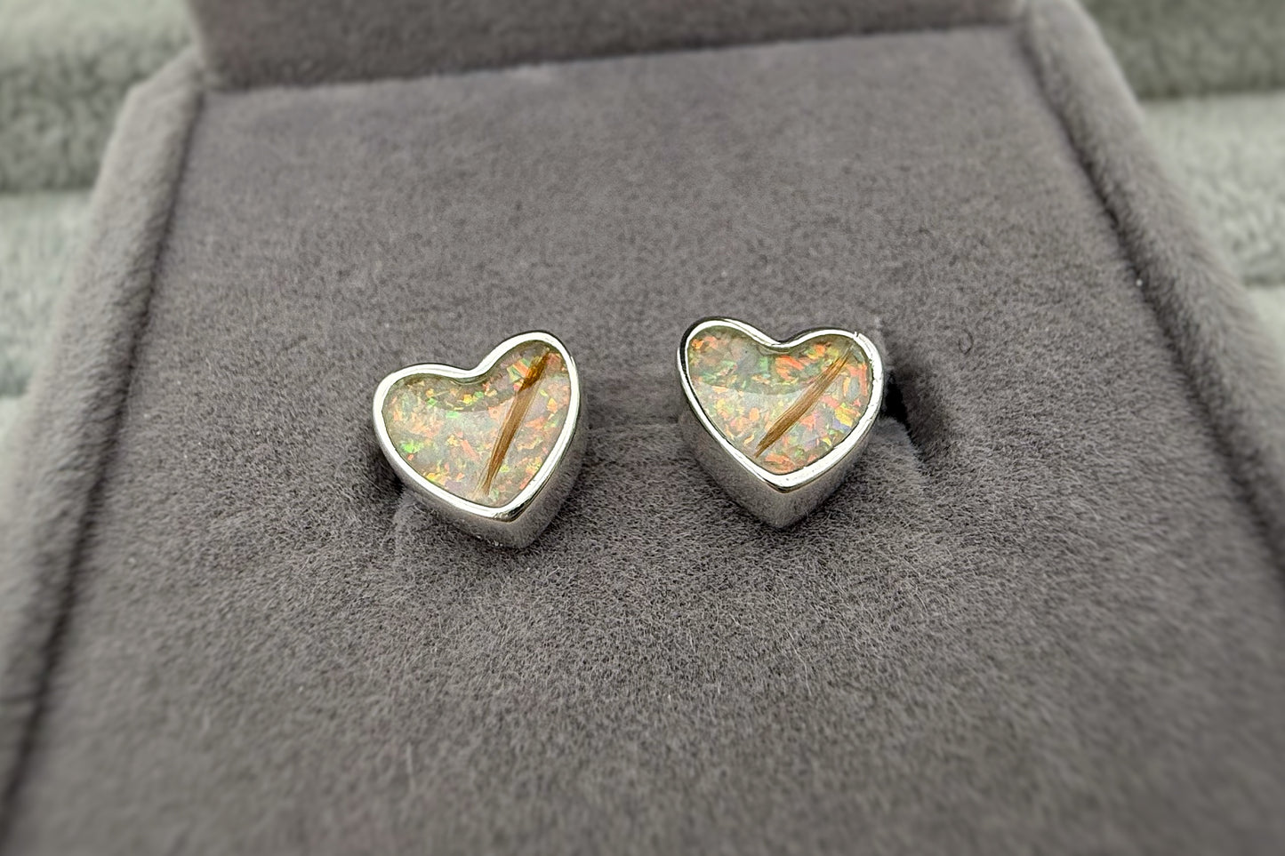 925 Silver Heart Stud Memorial Earrings