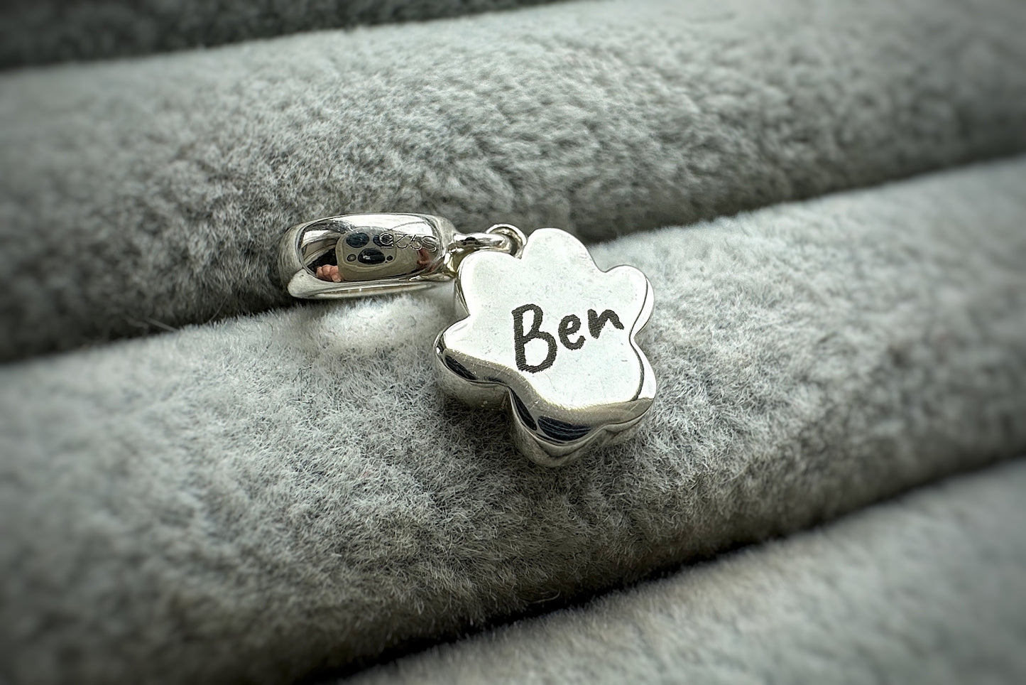 925 Silver Paw Print Dangle Charm