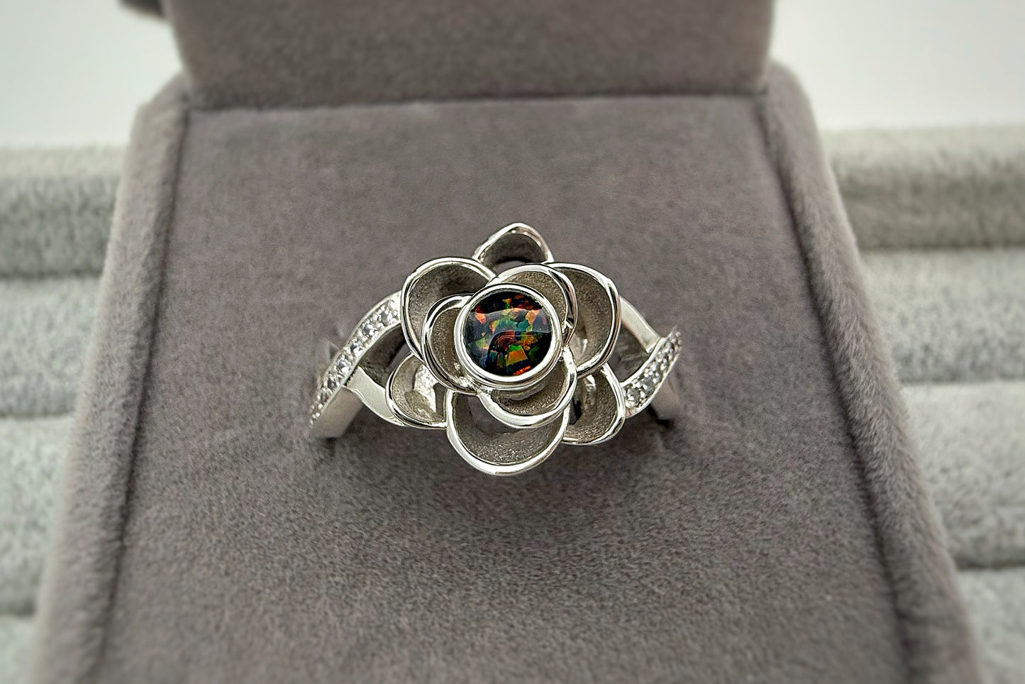 925 Silver Crystal Rose Ring