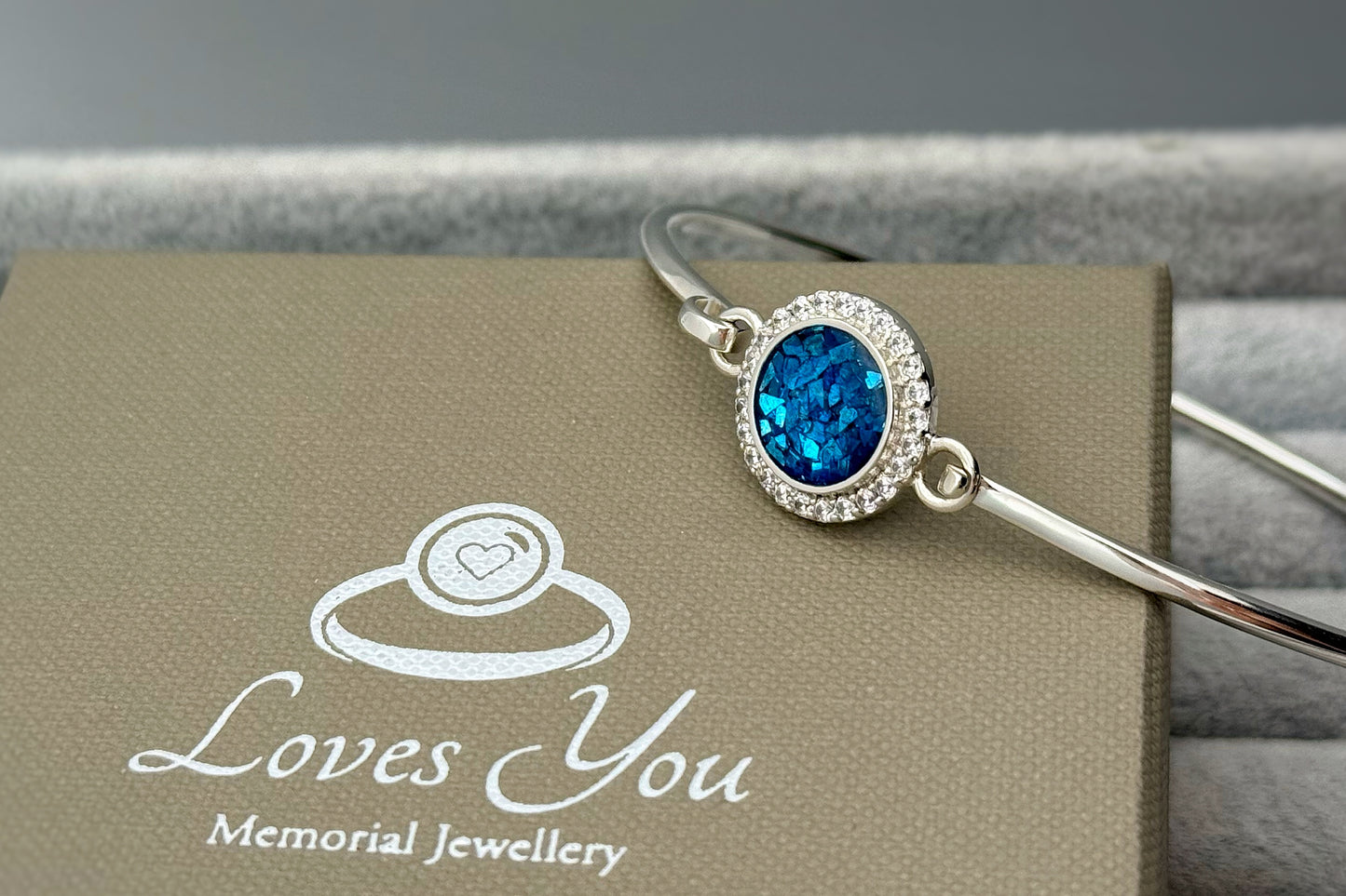 925 Silver Halo Cluster Crystal Bangle