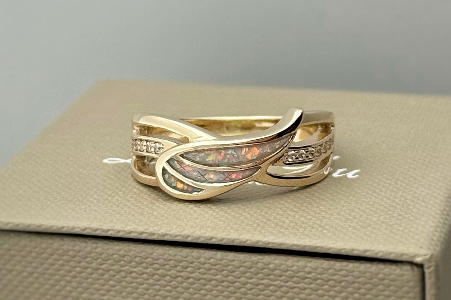 925 Silver Angel Wing Crystal Ring