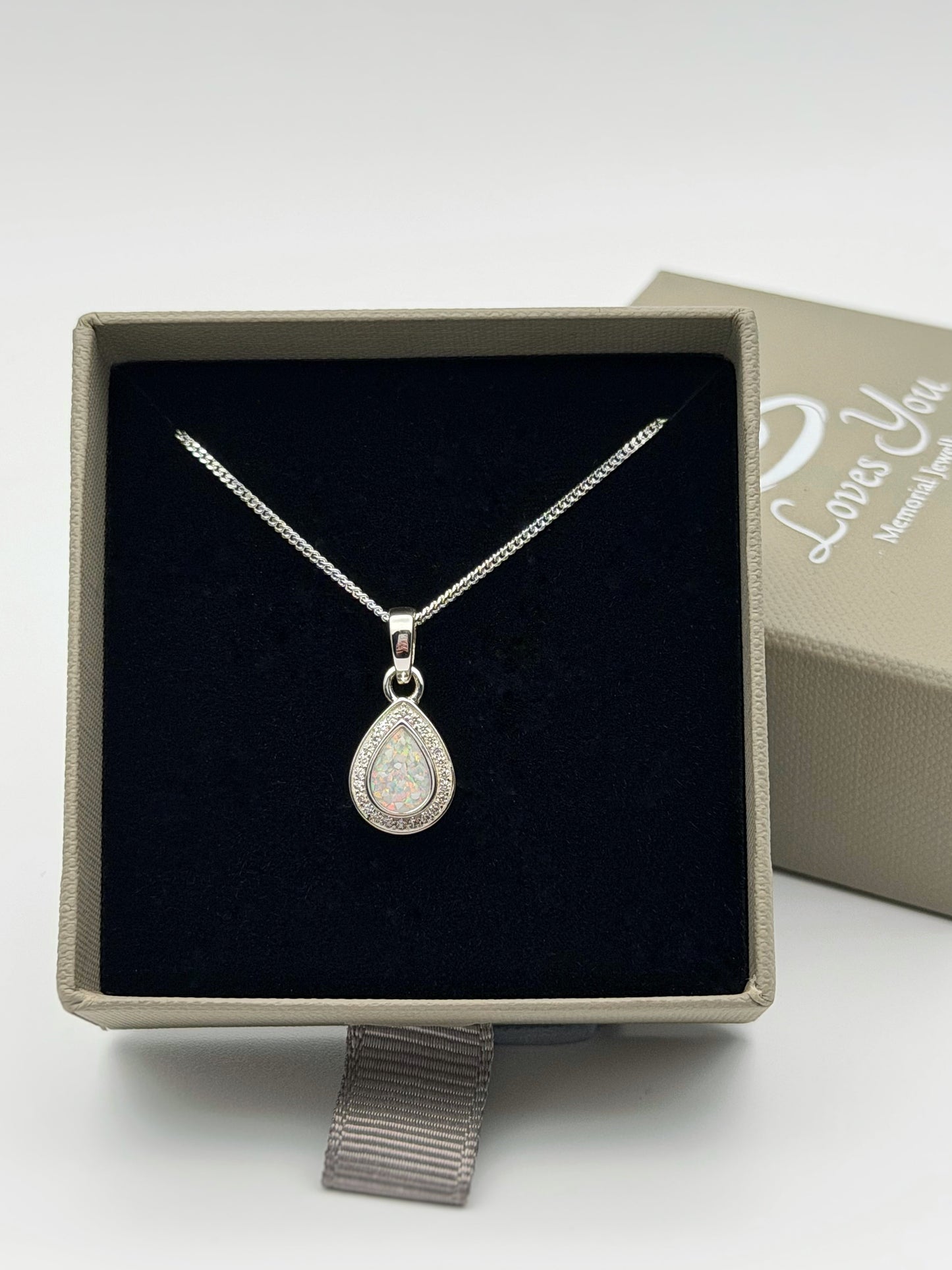 925 Silver Pear Drop Crystal Pendant