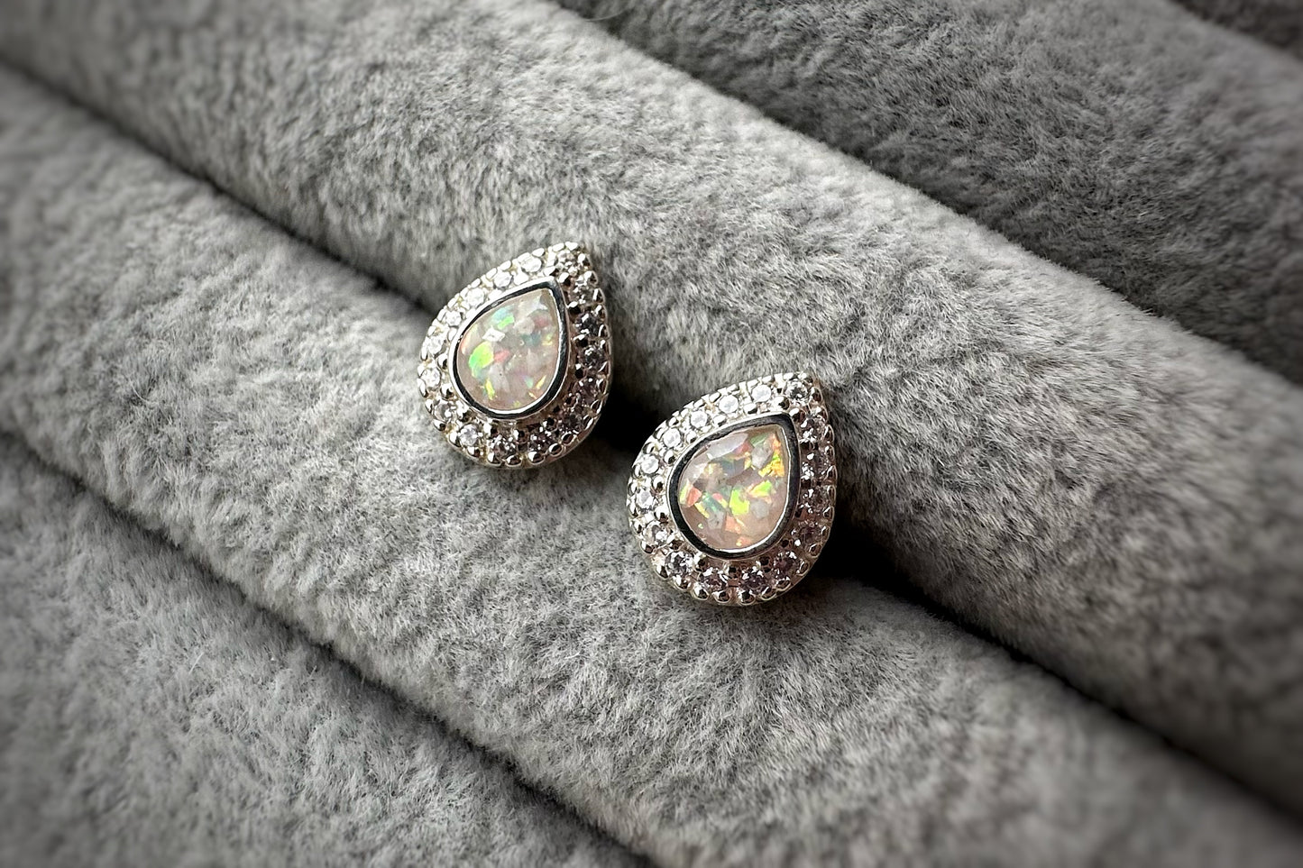 925 Silver Crystal Pear Drop Memorial Stud Earrings