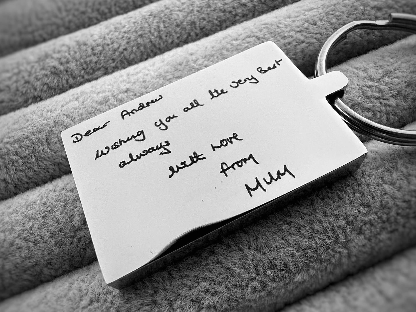 Handwriting/Drawing/Fingerprint Engraved Metal Keyrings