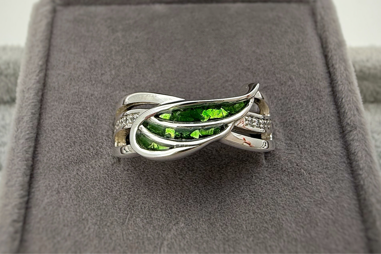 925 Silver Angel Wing Crystal Ring