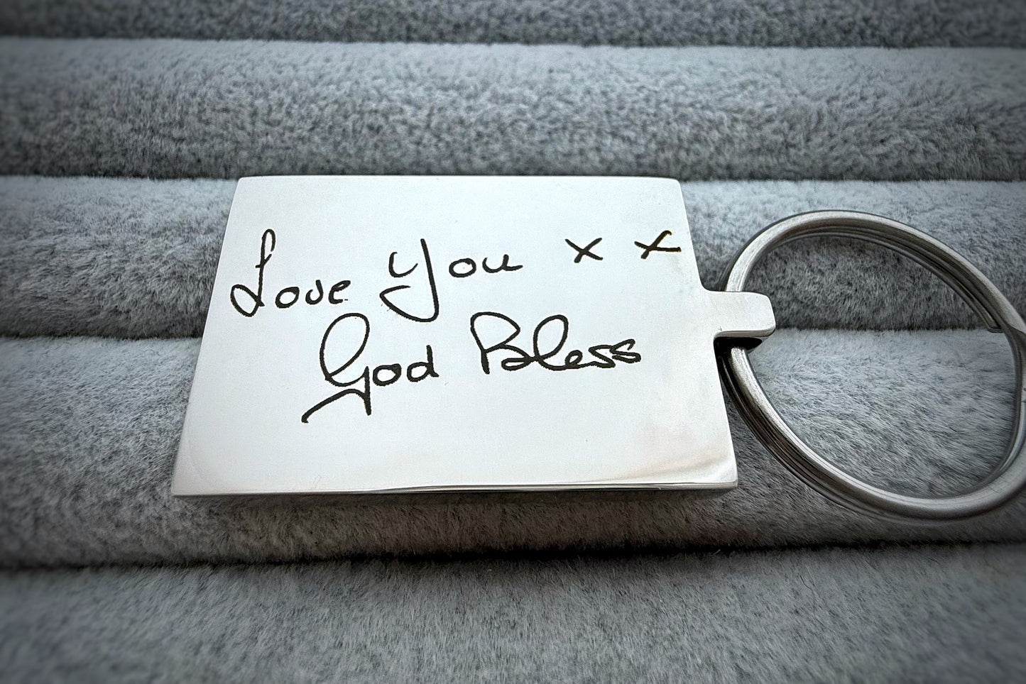 Handwriting/Drawing/Fingerprint Engraved Metal Keyrings