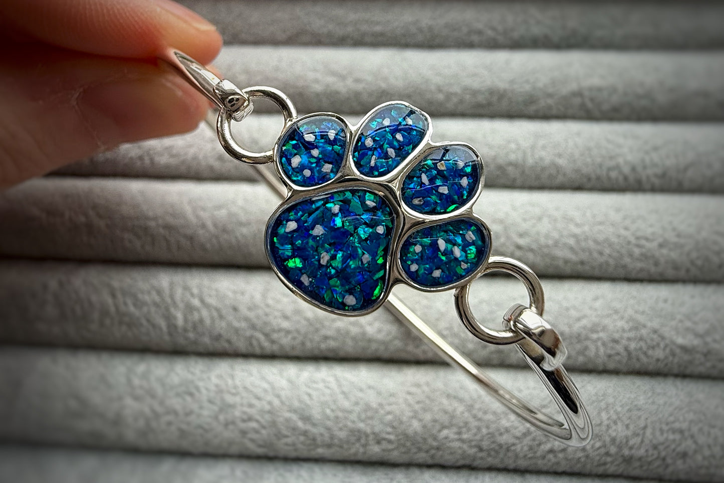 925 Silver Paw Print Bangle