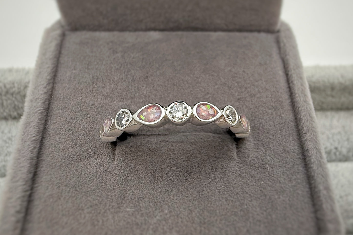 925 Silver Pear Crystal Band Ring