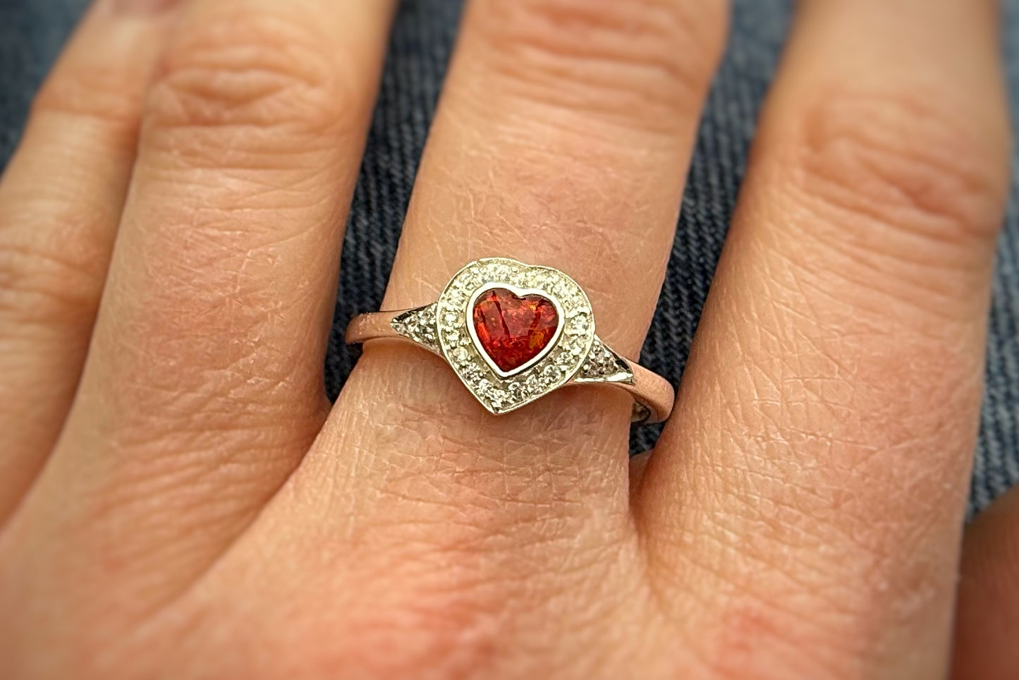 Silver Heart Crystal Halo Ring