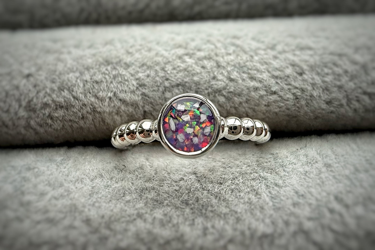 925 Silver Simple Round Stone Bobble Ring