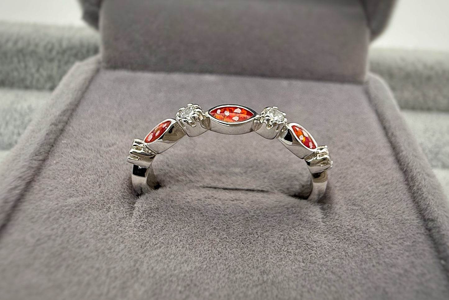 925 Silver Half Marquis Crystal Ring