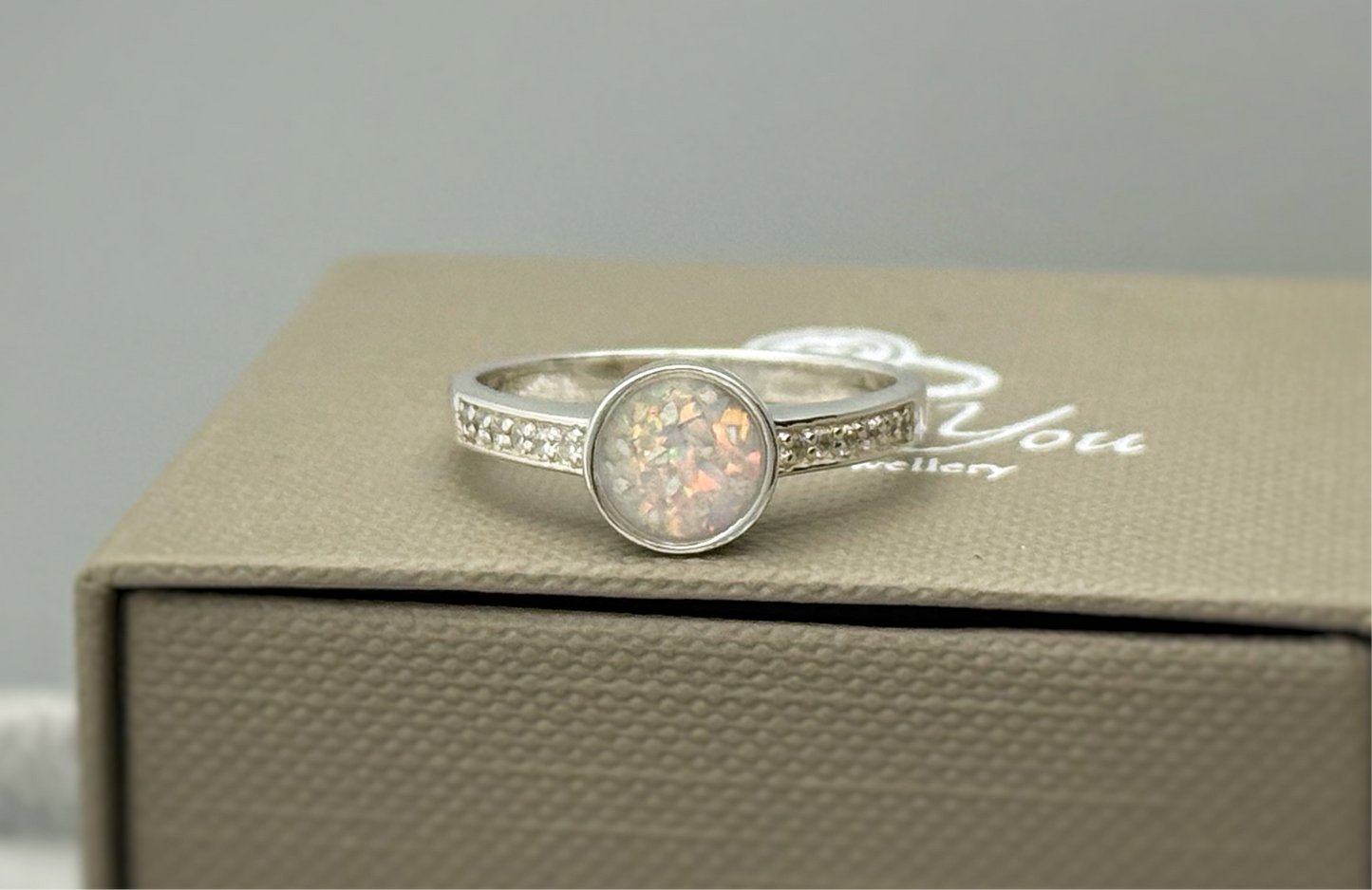 925 Silver Round Crystal Shoulder Ring