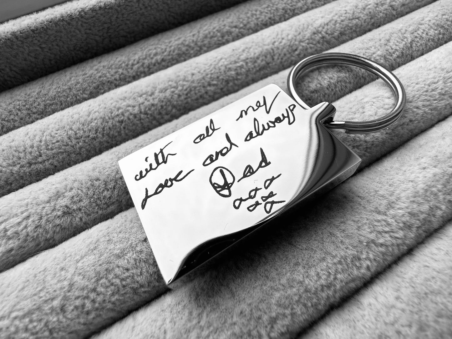 Handwriting/Drawing/Fingerprint Engraved Metal Keyrings