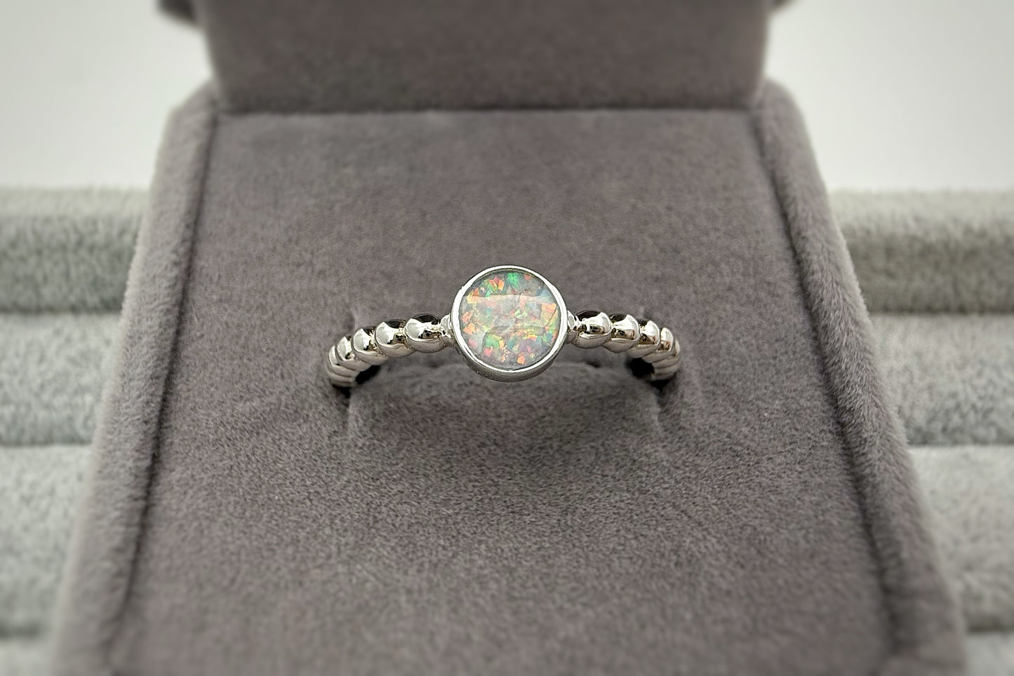 925 Silver Simple Round Stone Bobble Ring