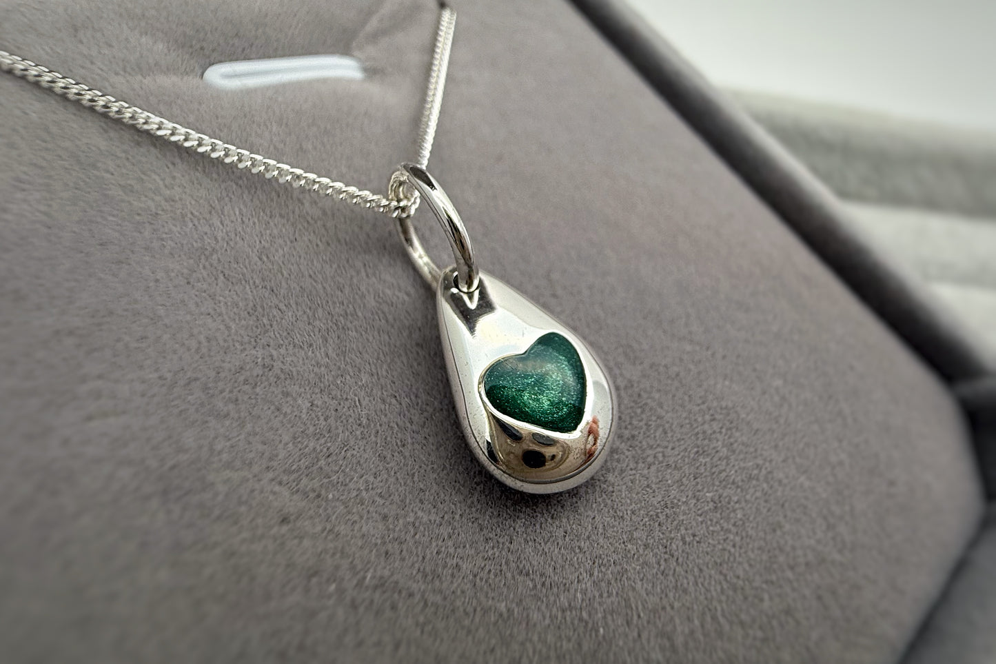 925 Silver Pebble Heart Indent Pendant