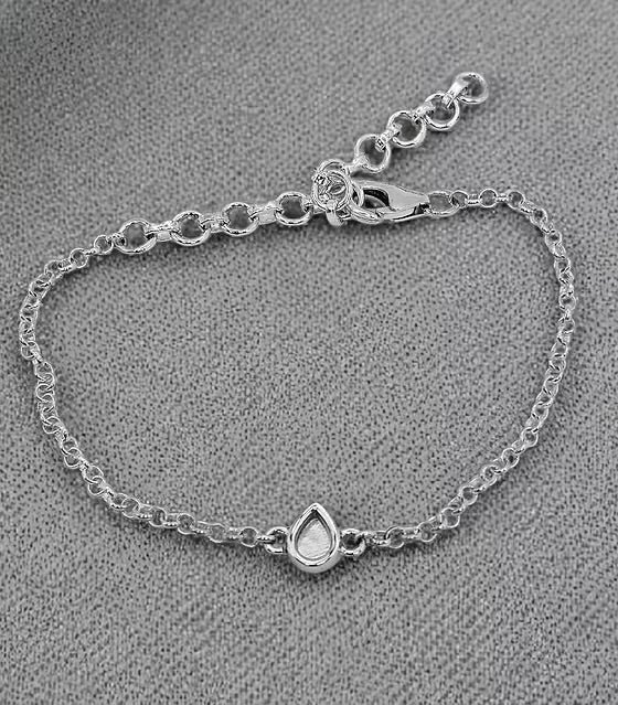 925 Silver Adjustable Belcher Chain Mini Teardrop Bracelet