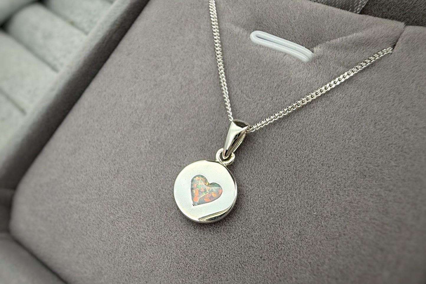 925 Silver Small Round Heart Indent Pendant