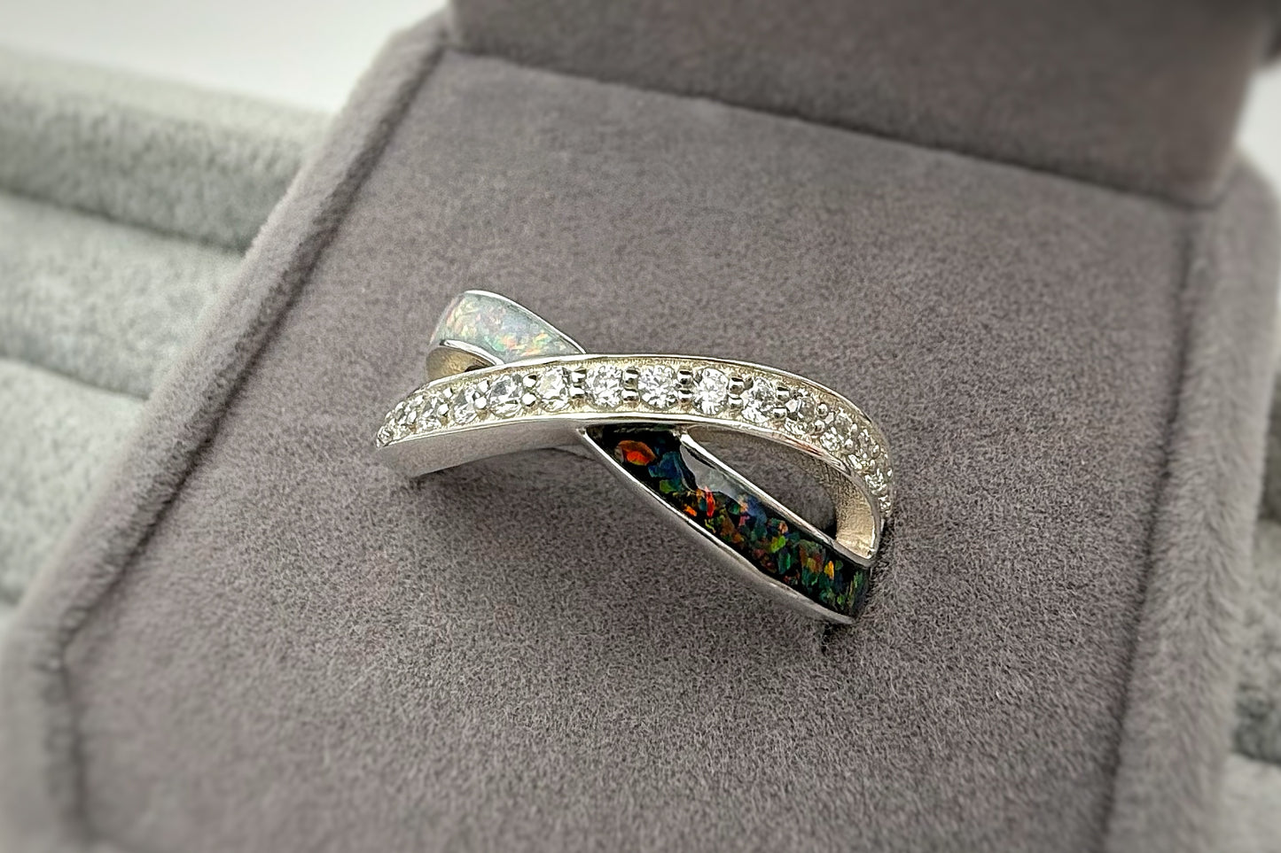 925 Silver Two Stone Infinity Crystal Ring