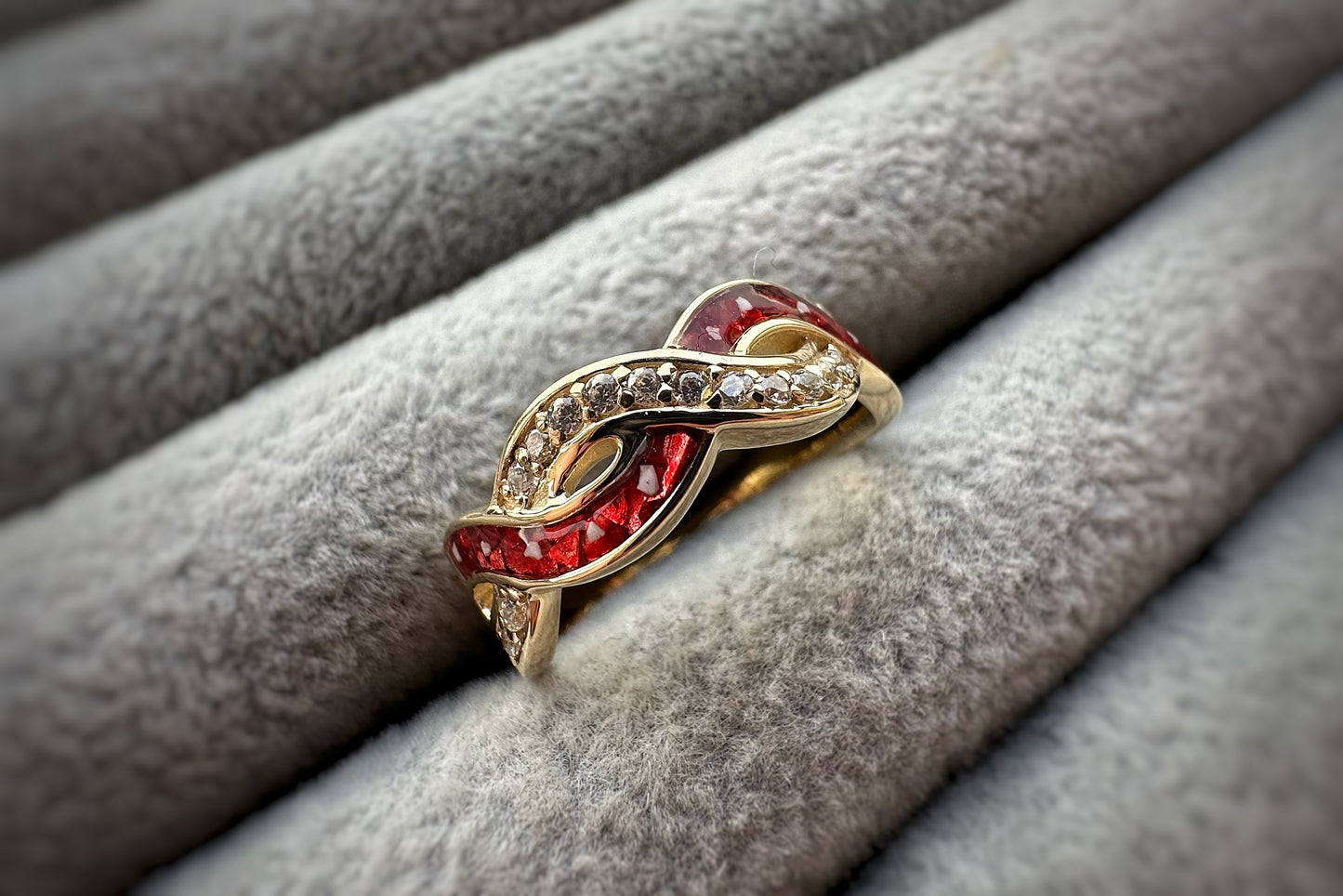9k Gold Double Wave Crystal Ring