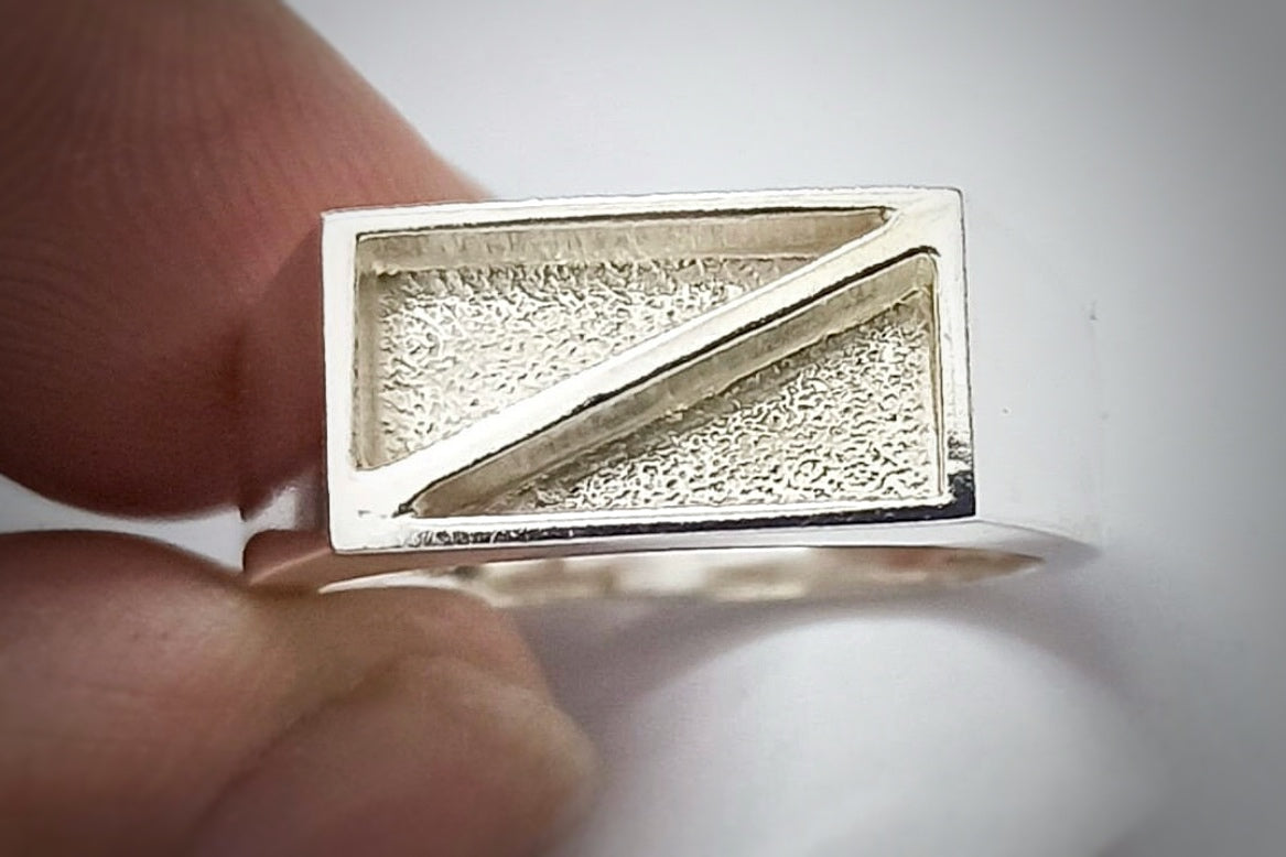 925 Silver Gent’s Two Stone Signet Ring