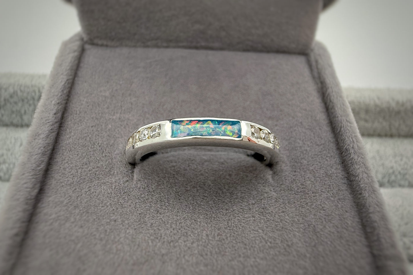 925 Silver Rectangular Crystal Channel Set Band Ring