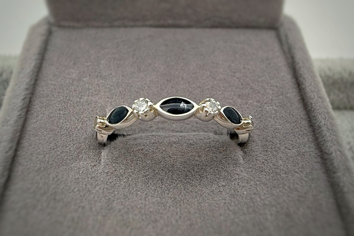 925 Silver Half Marquis Crystal Ring